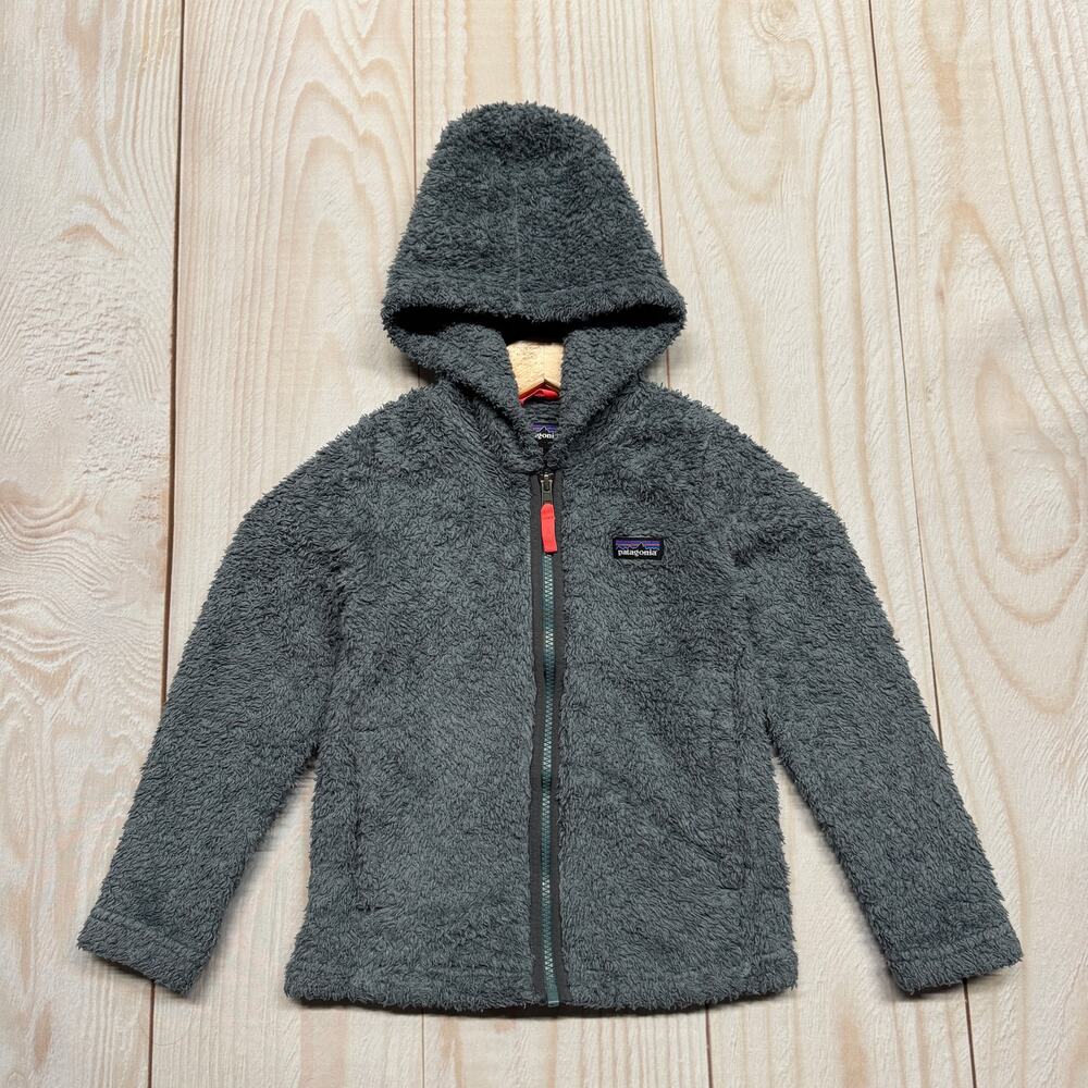 Patagonia Los Gatos Hoody Girls XS 5-6 Sherpa Pile Fleece Jacket Forge Gray